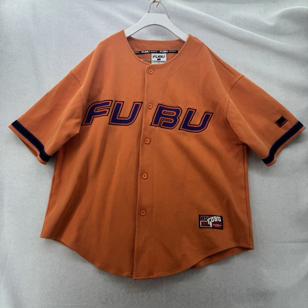 EUC FUBU Hells Kitchen Broadway Orange Jersey Mens XL HK Alicia Keys
